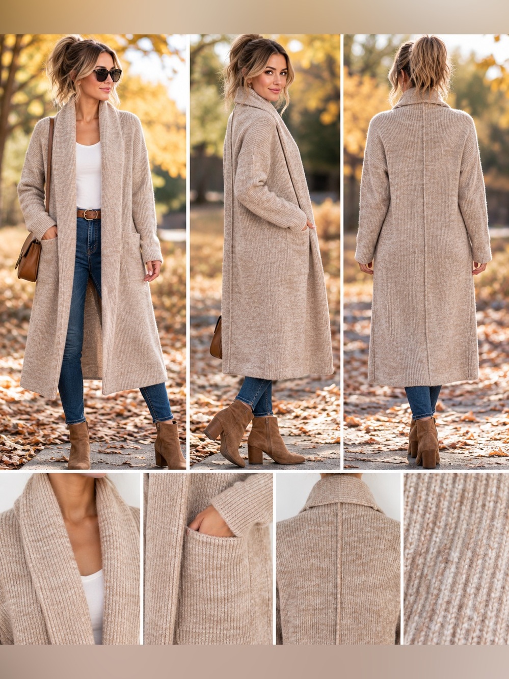 Gentle Fawn Oversized Longline Ribbed Coatigan XS/S Blush Pink Beige Duster
